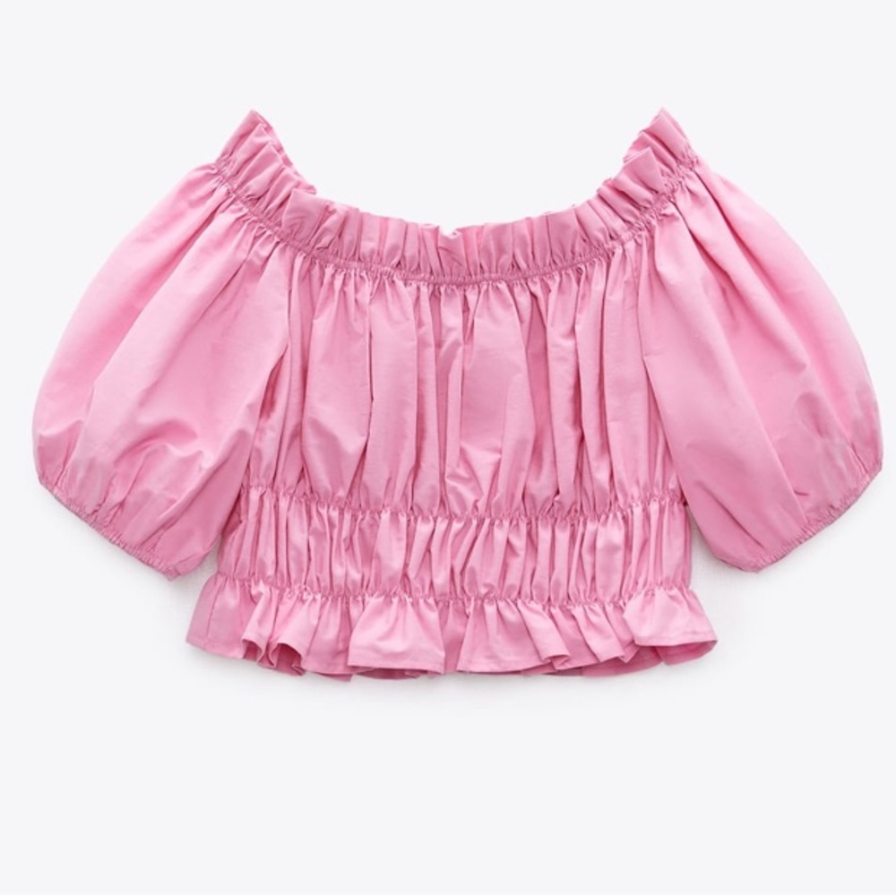 Zara poplin crunched crop top